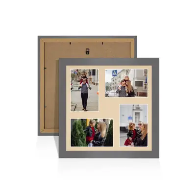 Dark Grey Colour Multi Aperture Photo Frame 6X4 (x4) Pictures – Collage Wall Frame for Family Photos – 12x12 Picture Frame Size