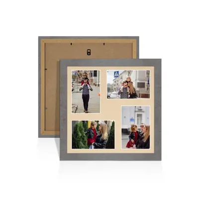 Grey Marble Colour Multi Aperture Photo Frame 6X4 (x4) Pictures – Collage Wall Frame for Family Photos – 12x12 Picture Frame Size