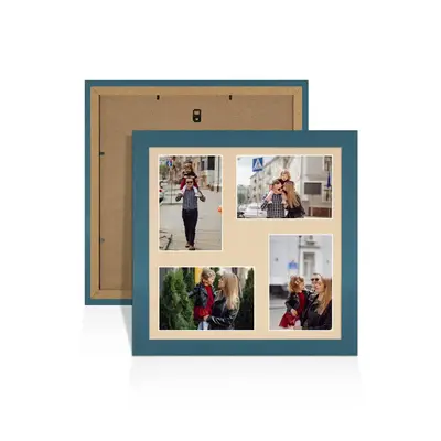 Navy Blue Colour Multi Aperture Photo Frame 6X4 (x4) Pictures – Collage Wall Frame for Family Photos – 12x12 Picture Frame Size