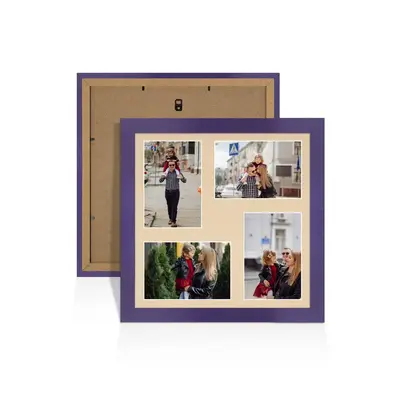 Purple Colour Multi Aperture Photo Frame 6X4 (x4) Pictures – Collage Wall Frame For Loved Ones Photos – 12x12 Frame Size