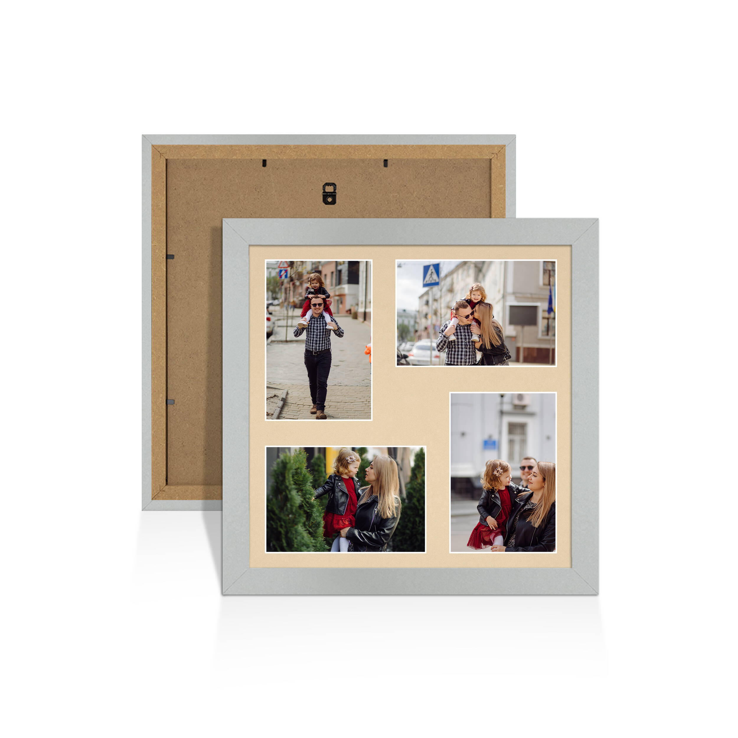 Silver Colour Multi Aperture Photo Frame 6X4 (x4) Pictures – Collage Wall Frame For Family Photos – 12x12 Picture Frame Size
