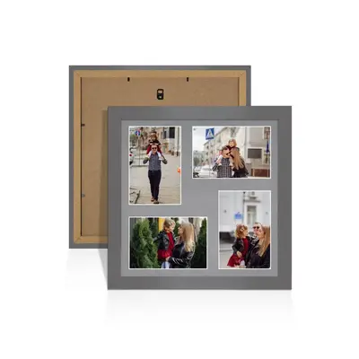 Dark Grey Colour Multi Aperture Photo Frame 6X4 (x4) Pictures – Collage Wall Frame For Family Photos – 12x12 Picture Frame Size