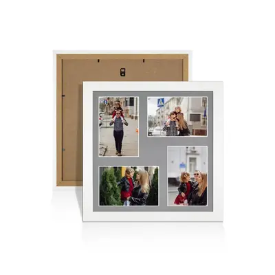 White Colour Multi Aperture Photo Frame 6X4 (x4) Pictures – Collage Wall Frame For Loved Ones Photos – 12x12 Frame Size