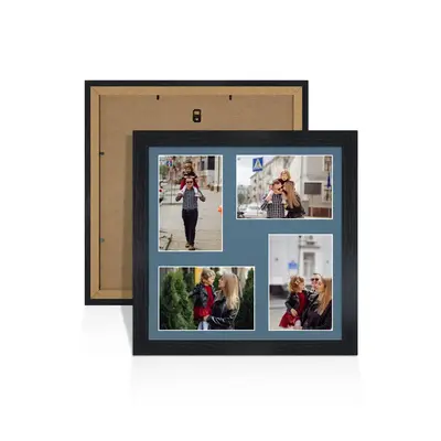 Black Colour Multi Aperture Photo Frame 6X4 (x4) Pictures – Collage Wall Frame For Family Photos – 12x12 Picture Frame Size