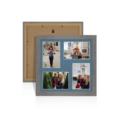Grey Marble Colour Multi Aperture Photo Frame 6X4 (x4) Pictures – Collage Wall Frame For Loved Ones Photos – 12x12 Frame Size