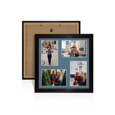 Mat Black Colour Multi Aperture Photo Frame 6X4 (x4) Pictures – Collage Wall Frame for Family Photos – 12x12 Picture Frame Size