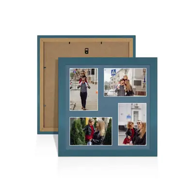 Navy Blue Colour Multi Aperture Photo Frame 6X4 (x4) Pictures – Collage Wall Frame For Loved Ones Photos – 12x12 Frame Size