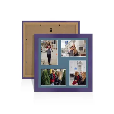 Purple Colour Multi Aperture Photo Frame 6X4 (x4) Pictures – Collage Wall Frame For Loved Ones Photos – 12x12 Frame Size