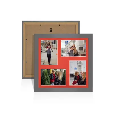 Dark Grey Colour Multi Aperture Photo Frame 6X4 (x4) Pictures – Collage Wall Frame For Loved Ones Photos – 12x12 Frame Size