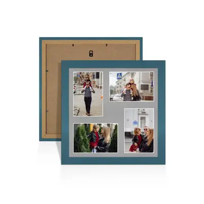 Navy Blue Colour Multi Aperture Photo Frame 6X4 (x4) Pictures – Collage Wall Frame for Family Photos – 12x12 Picture Frame Size