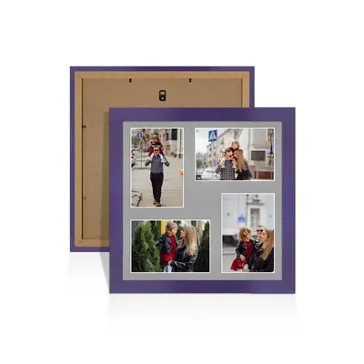 Purple Colour Multi Aperture Photo Frame 6X4 (x4) Pictures – Collage Wall Frame for Family Photos – 12x12 Picture Frame Size