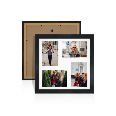 Black Colour Multi Aperture Photo Frame 6X4 (x4) Pictures – Collage Wall Frame For Loved Ones Photos – 12x12 Frame Size