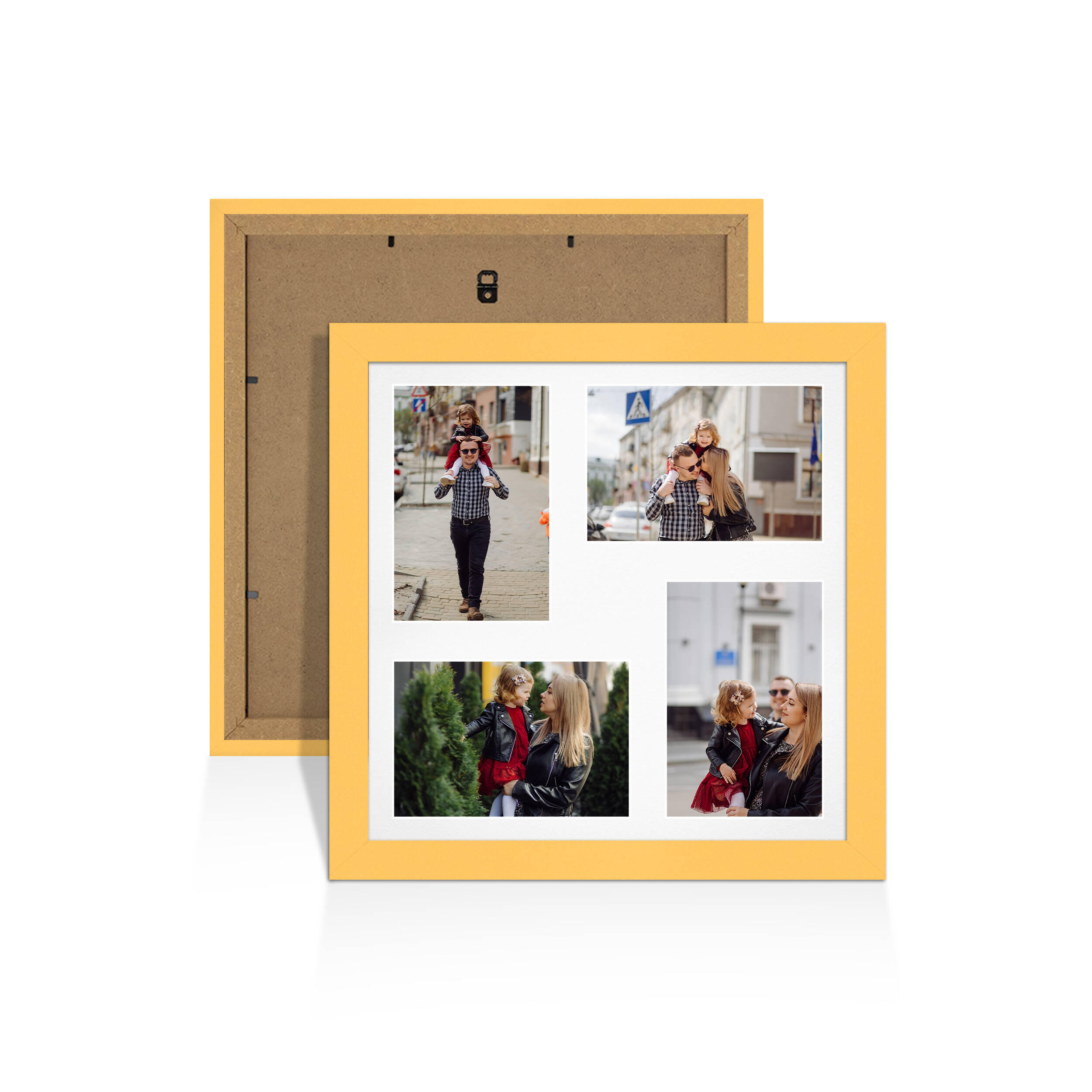 Mustard Yellow Colour Multi Aperture Photo Frame 6X4 (x4) Pictures – Collage Wall Frame For Family Photos – 12x12 Picture Frame Size