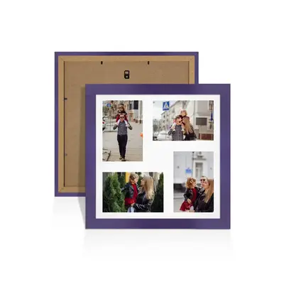 Purple Colour Multi Aperture Photo Frame 6X4 (x4) Pictures – Collage Wall Frame For Family Photos – 12x12 Picture Frame Size