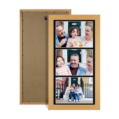 Country Pine Colour Multi Aperture Photo Frame 7X5 (x3) Pictures – Collage Wall Frame for Family Photos – 16x8 Picture Frame Size