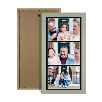 Green Colour Multi Aperture Photo Frame 7X5 (x3) Pictures – Collage Wall Frame For Family Photos – 16x8 Picture Frame Size