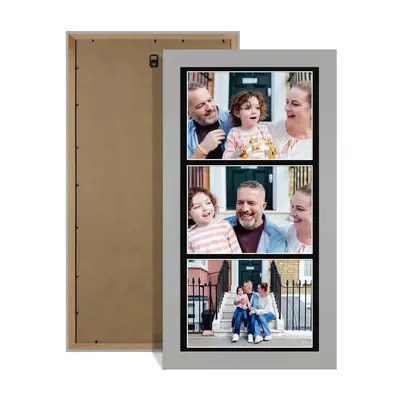 Light Grey Colour Multi Aperture Photo Frame 7X5 (x3) Pictures – Collage Wall Frame for Family Photos – 16x8 Picture Frame Size