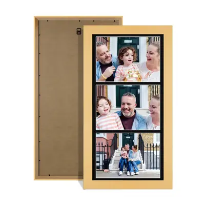 Mustard Yellow Colour Multi Aperture Photo Frame 7X5 (x3) Pictures – Collage Wall Frame For Loved Ones Photos – 16x8 Frame Size