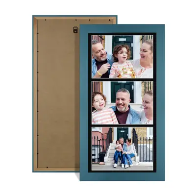Navy Blue Colour Multi Aperture Photo Frame 7X5 (x3) Pictures – Collage Wall Frame For Family Photos – 16x8 Picture Frame Size