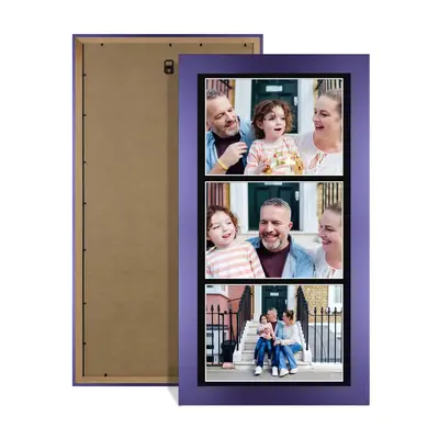 Purple Colour Multi Aperture Photo Frame 7X5 (x3) Pictures – Collage Wall Frame For Family Photos – 16x8 Picture Frame Size