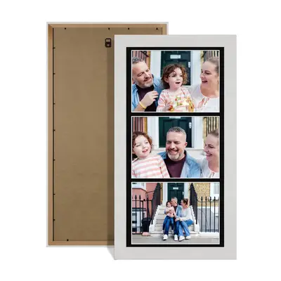 White Ash Colour Multi Aperture Photo Frame 7X5 (x3) Pictures – Collage Wall Frame For Family Photos – 16x8 Picture Frame Size