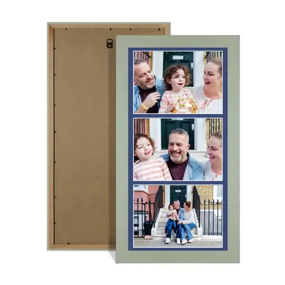 Green Colour Multi Aperture Photo Frame 7X5 (x3) Pictures – Collage Wall Frame For Family Photos – 16x8 Picture Frame Size
