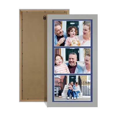 Light Grey Colour Multi Aperture Photo Frame 7X5 (x3) Pictures – Collage Wall Frame for Family Photos – 16x8 Picture Frame Size
