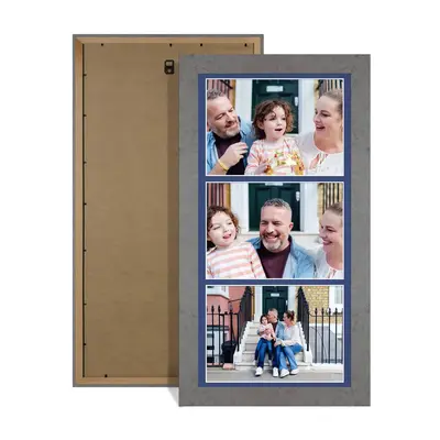 Grey Marble Colour Multi Aperture Photo Frame 7X5 (x3) Pictures – Collage Wall Frame For Family Photos – 16x8 Picture Frame Size