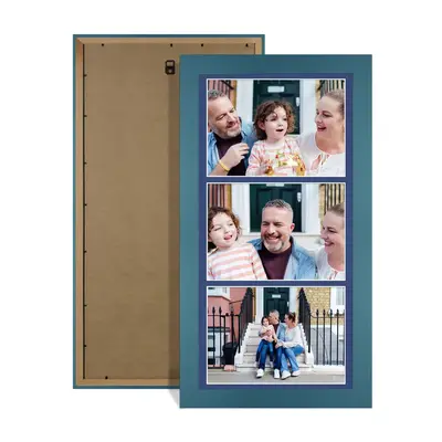 Navy Blue Colour Multi Aperture Photo Frame 7X5 (x3) Pictures – Collage Wall Frame For Loved Ones Photos – 16x8 Frame Size
