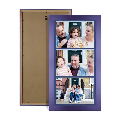 Purple Colour Multi Aperture Photo Frame 7X5 (x3) Pictures – Collage Wall Frame for Family Photos – 16x8 Picture Frame Size