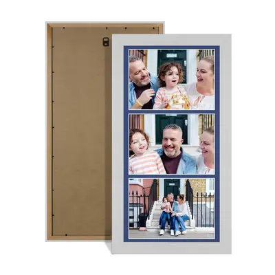 Silver Colour Multi Aperture Photo Frame 7X5 (x3) Pictures – Collage Wall Frame for Family Photos – 16x8 Picture Frame Size
