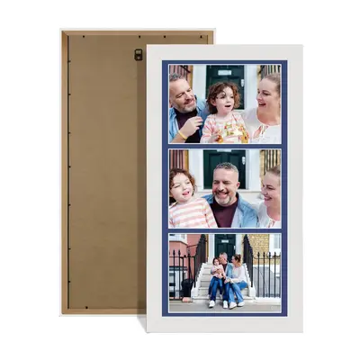 White Colour Multi Aperture Photo Frame 7X5 (x3) Pictures – Collage Wall Frame for Family Photos – 16x8 Picture Frame Size