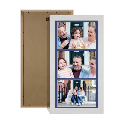 White Ash Colour Multi Aperture Photo Frame 7X5 (x3) Pictures – Collage Wall Frame For Family Photos – 16x8 Picture Frame Size
