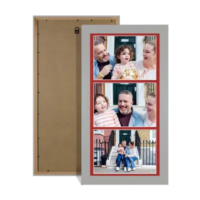 Light Grey Colour Multi Aperture Photo Frame 7X5 (x3) Pictures – Collage Wall Frame for Family Photos – 16x8 Picture Frame Size