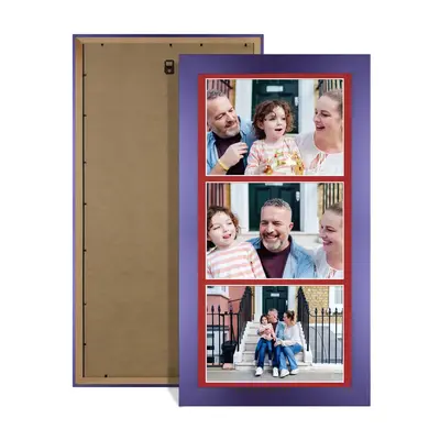 Purple Colour Multi Aperture Photo Frame 7X5 (x3) Pictures – Collage Wall Frame For Loved Ones Photos – 16x8 Frame Size