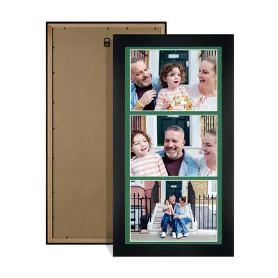Black Colour Multi Aperture Photo Frame 7X5 (x3) Pictures – Collage Wall Frame For Loved Ones Photos – 16x8 Frame Size
