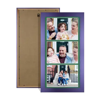 Purple Colour Multi Aperture Photo Frame 7X5 (x3) Pictures – Collage Wall Frame For Loved Ones Photos – 16x8 Frame Size