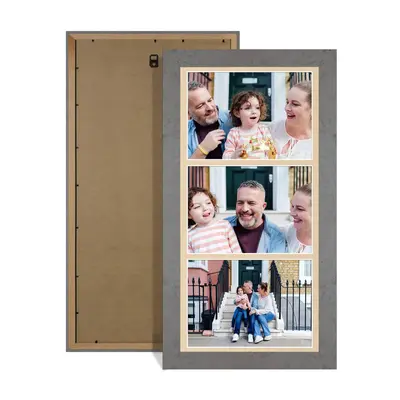 Grey Marble Colour Multi Aperture Photo Frame 7X5 (x3) Pictures – Collage Wall Frame For Family Photos – 16x8 Picture Frame Size