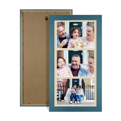Navy Blue Colour Multi Aperture Photo Frame 7X5 (x3) Pictures – Collage Wall Frame For Loved Ones Photos – 16x8 Frame Size