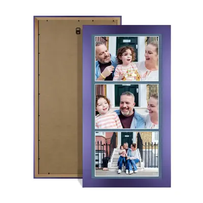 Purple Colour Multi Aperture Photo Frame 7X5 (x3) Pictures – Collage Wall Frame for Family Photos – 16x8 Picture Frame Size