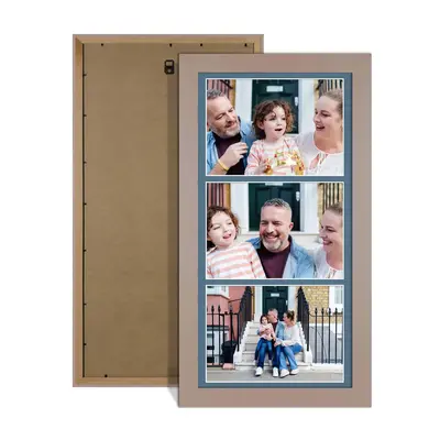 Rose Gold Colour Multi Aperture Photo Frame 7X5 (x3) Pictures – Collage Wall Frame For Loved Ones Photos – 16x8 Frame Size