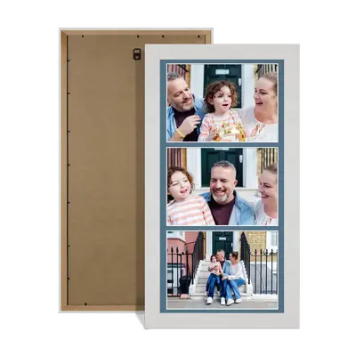 White Ash Colour Multi Aperture Photo Frame 7X5 (x3) Pictures – Collage Wall Frame For Family Photos – 16x8 Picture Frame Size