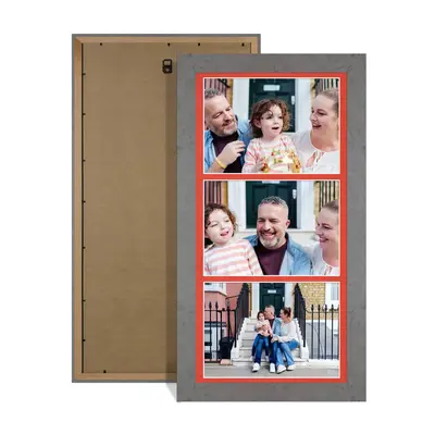 Grey Marble Colour Multi Aperture Photo Frame 7X5 (x3) Pictures – Collage Wall Frame for Family Photos – 16x8 Picture Frame Size