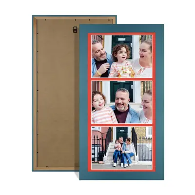 Navy Blue Colour Multi Aperture Photo Frame 7X5 (x3) Pictures – Collage Wall Frame for Family Photos – 16x8 Picture Frame Size
