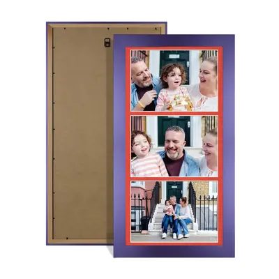 Purple Colour Multi Aperture Photo Frame 7X5 (x3) Pictures – Collage Wall Frame for Family Photos – 16x8 Picture Frame Size