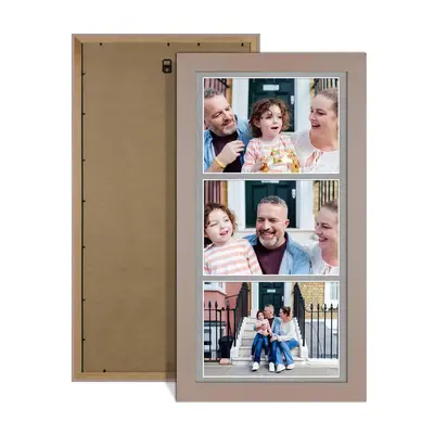 Rose Gold Colour Multi Aperture Photo Frame 7X5 (x3) Pictures – Collage Wall Frame For Loved Ones Photos – 16x8 Frame Size