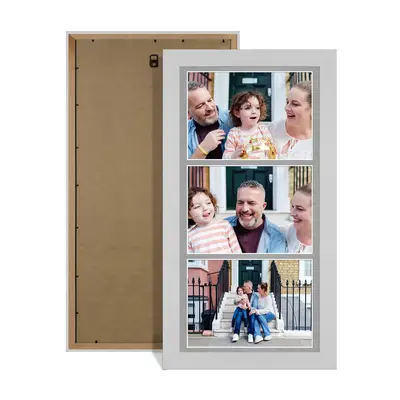 White Colour Multi Aperture Photo Frame 7X5 (x3) Pictures – Collage Wall Frame for Family Photos – 16x8 Picture Frame Size