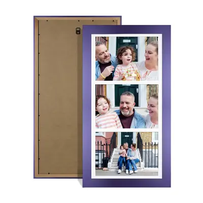 Purple Colour Multi Aperture Photo Frame 7X5 (x3) Pictures – Collage Wall Frame For Loved Ones Photos – 16x8 Frame Size