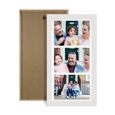 White Colour Multi Aperture Photo Frame 7X5 (x3) Pictures – Collage Wall Frame For Loved Ones Photos – 16x8 Frame Size