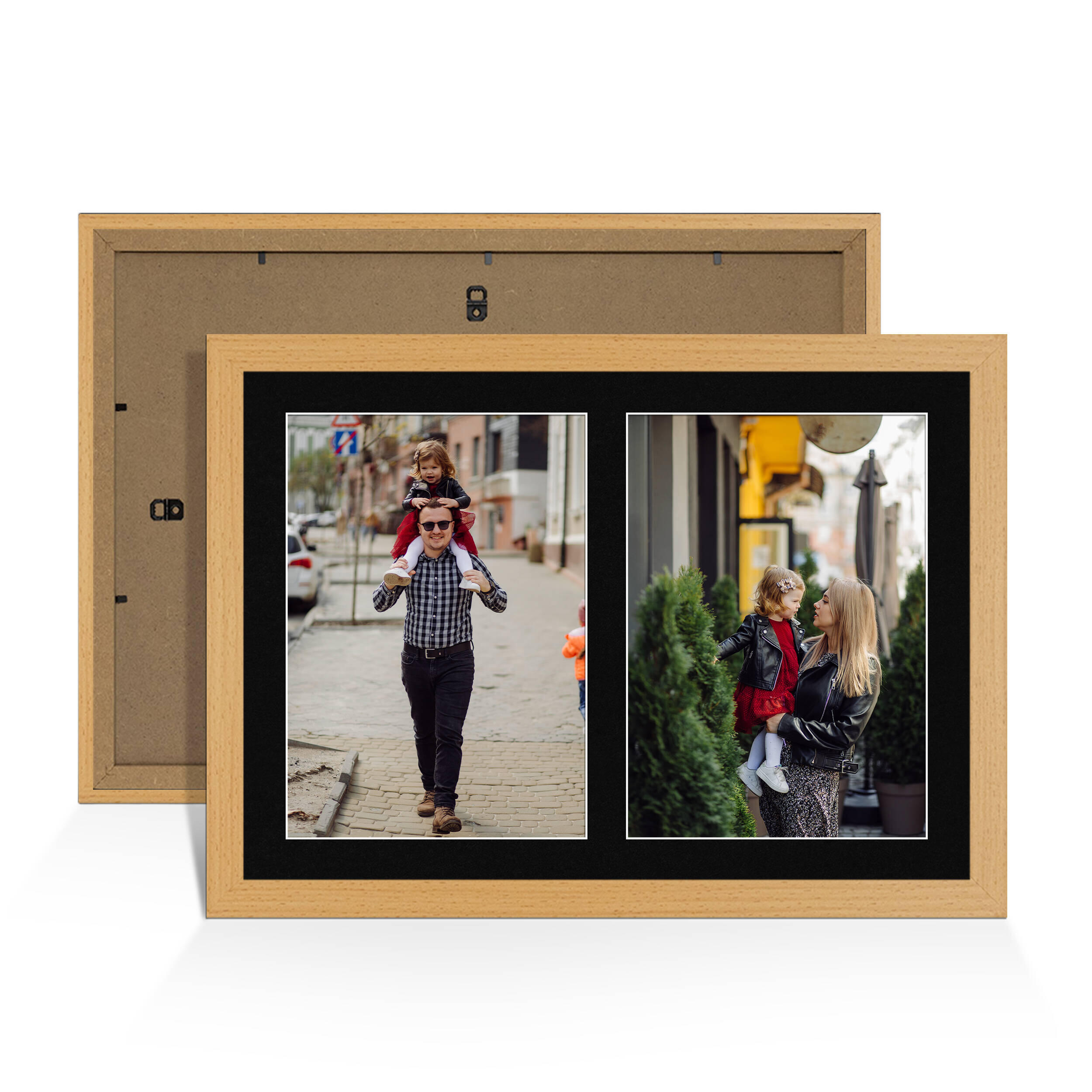 Country Pine Colour Multi Aperture Photo Frame A4 (x2) Pictures – Collage Wall Frame for Family Photos – 20x14 Picture Frame Size